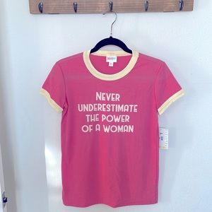Lularoe pastel pink yellow xxs woman power ringer T-shirt.